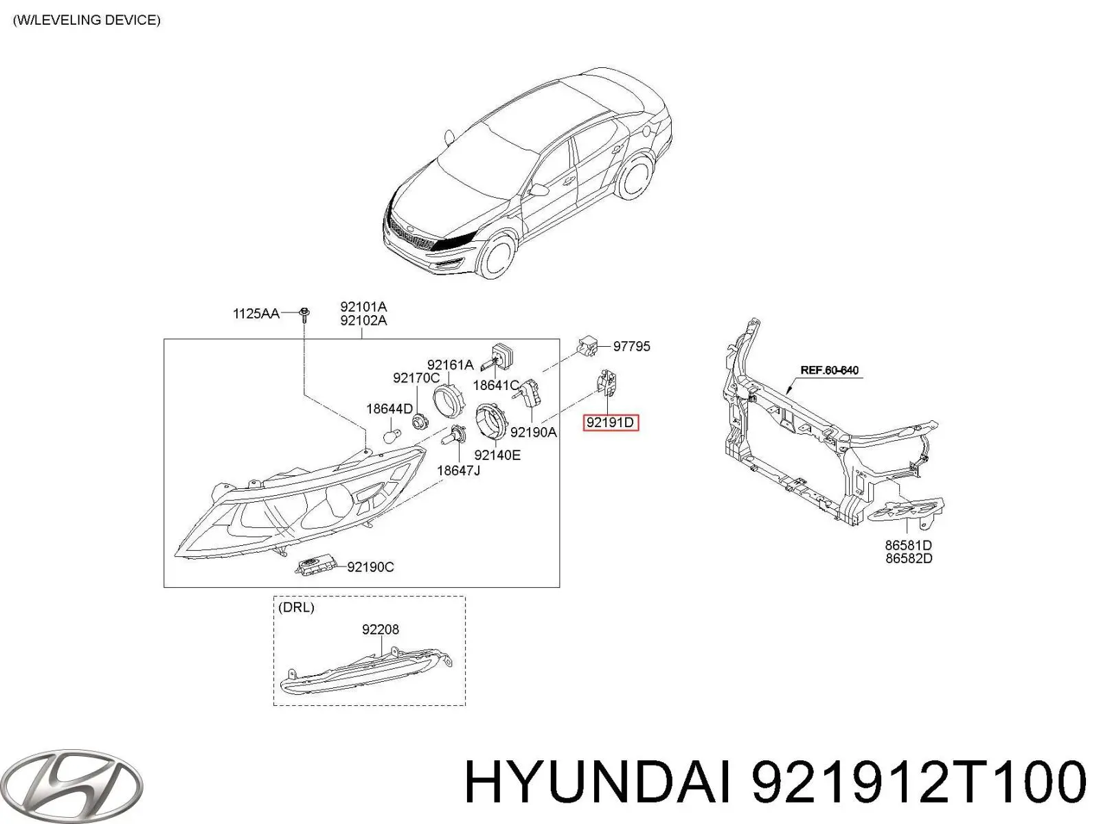 Кліпса кріплення фари Hyundai/Kia 921912T100 ціна, від 4.14 USD