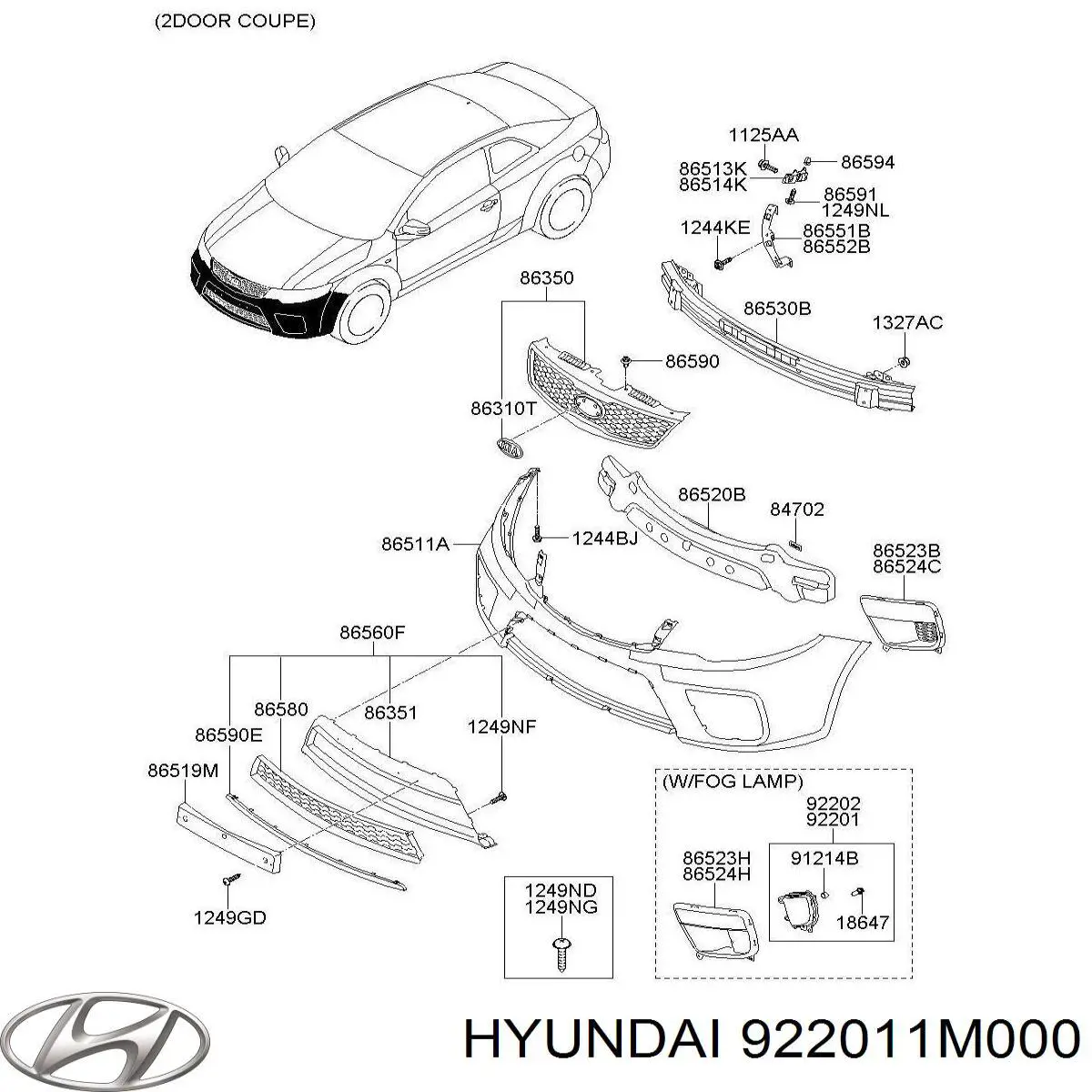 922011M000 Hyundai/Kia Протитуманка ліва