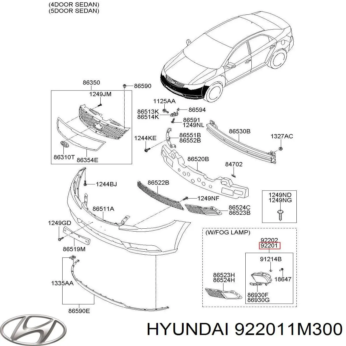 922011M300 Hyundai/Kia Протитуманка ліва