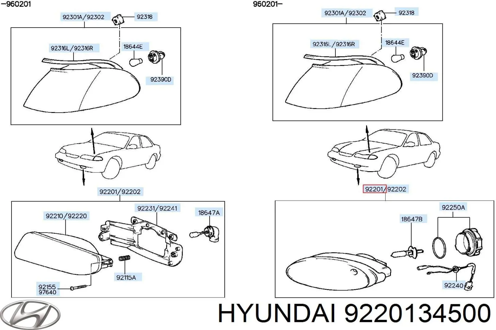 9220134500 Hyundai/Kia Протитуманка ліва