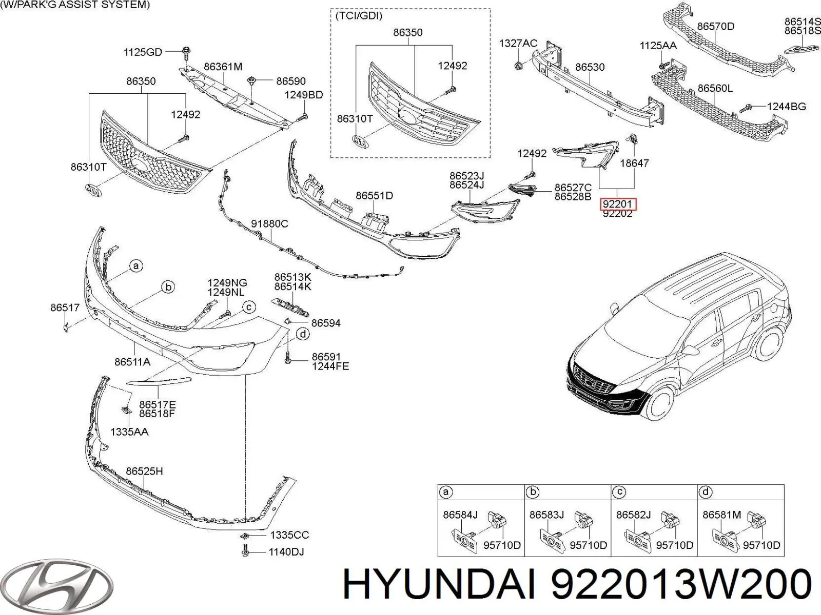 Фара протитуманна, ліва 922013W200 Hyundai/Kia