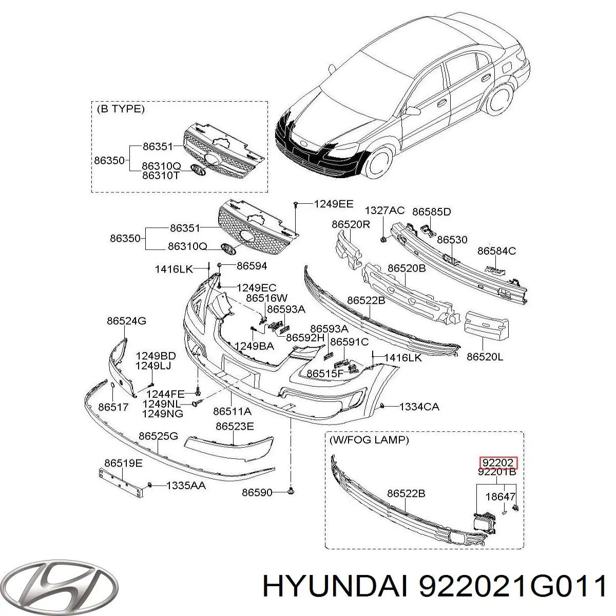 Фара протитуманна, права Hyundai/Kia 922021G011 ціна, від 191.87 USD