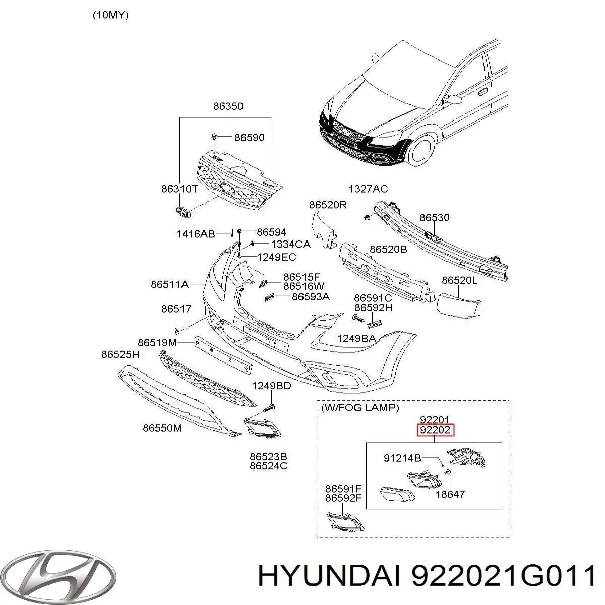 922021G011 Hyundai/Kia фара протитуманна, права