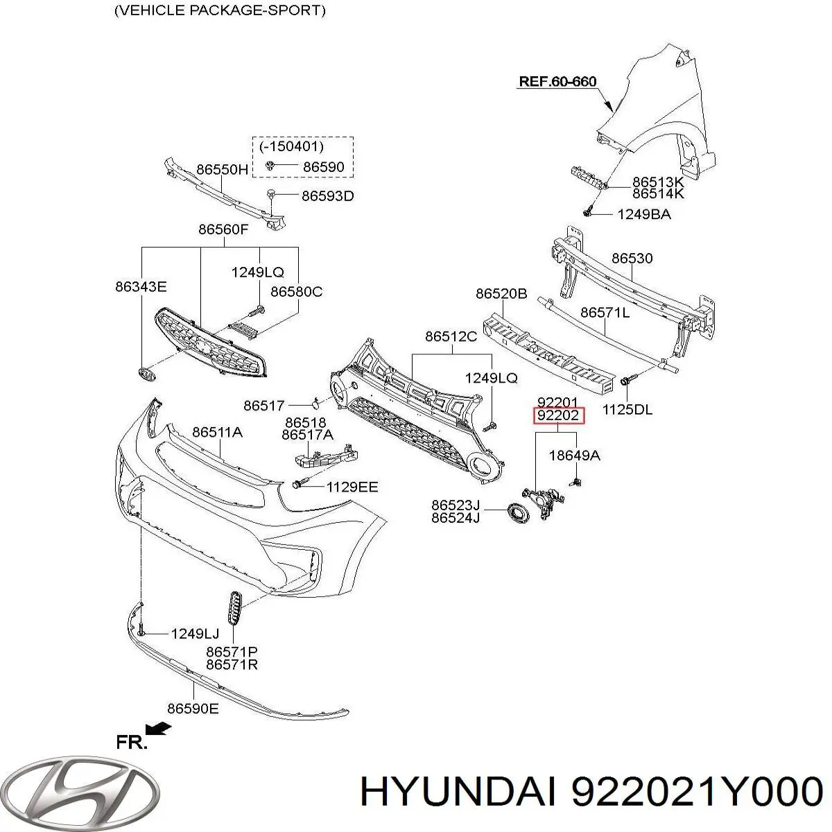 Купити 922021Y000 Hyundai/Kia Протитуманка права