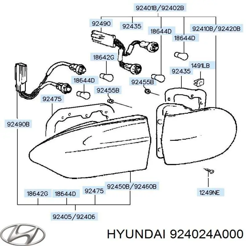 Ліхтар задній правий, зовнішній Hyundai/Kia 924024A000 ціна, від 5.52 USD