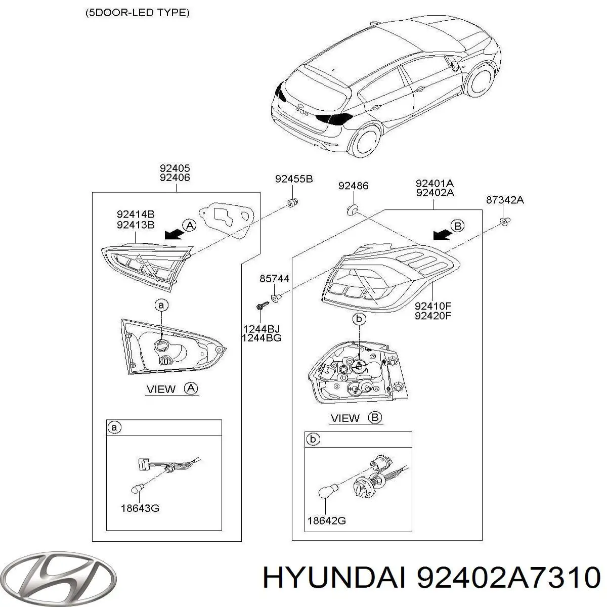 Задній правий зовнішній ліхтар Hyundai/Kia 92402A7310 ціна, від 507.63 USD
