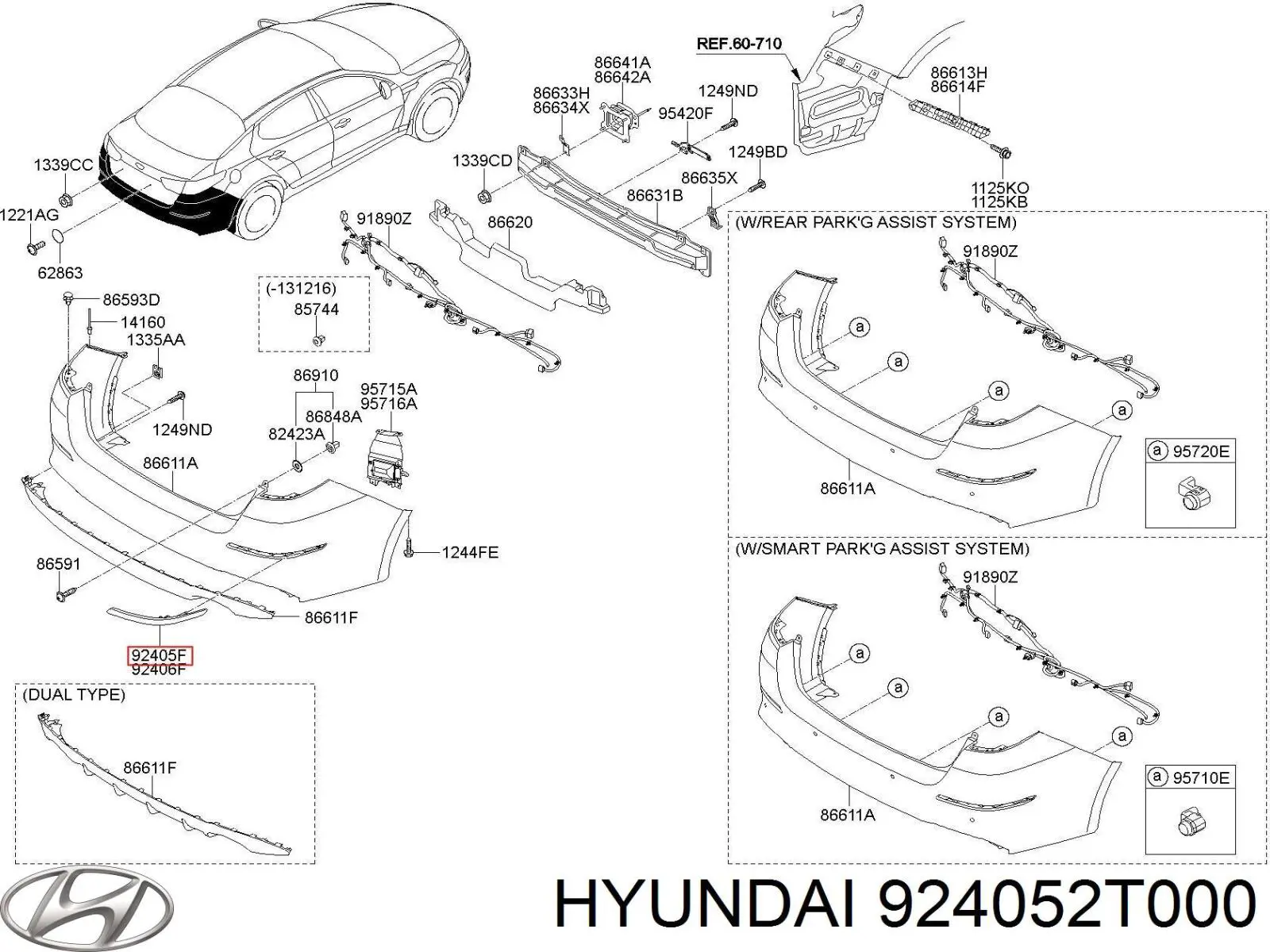 924052T000 Hyundai/Kia катафот (відбивач заднього бампера, лівий)