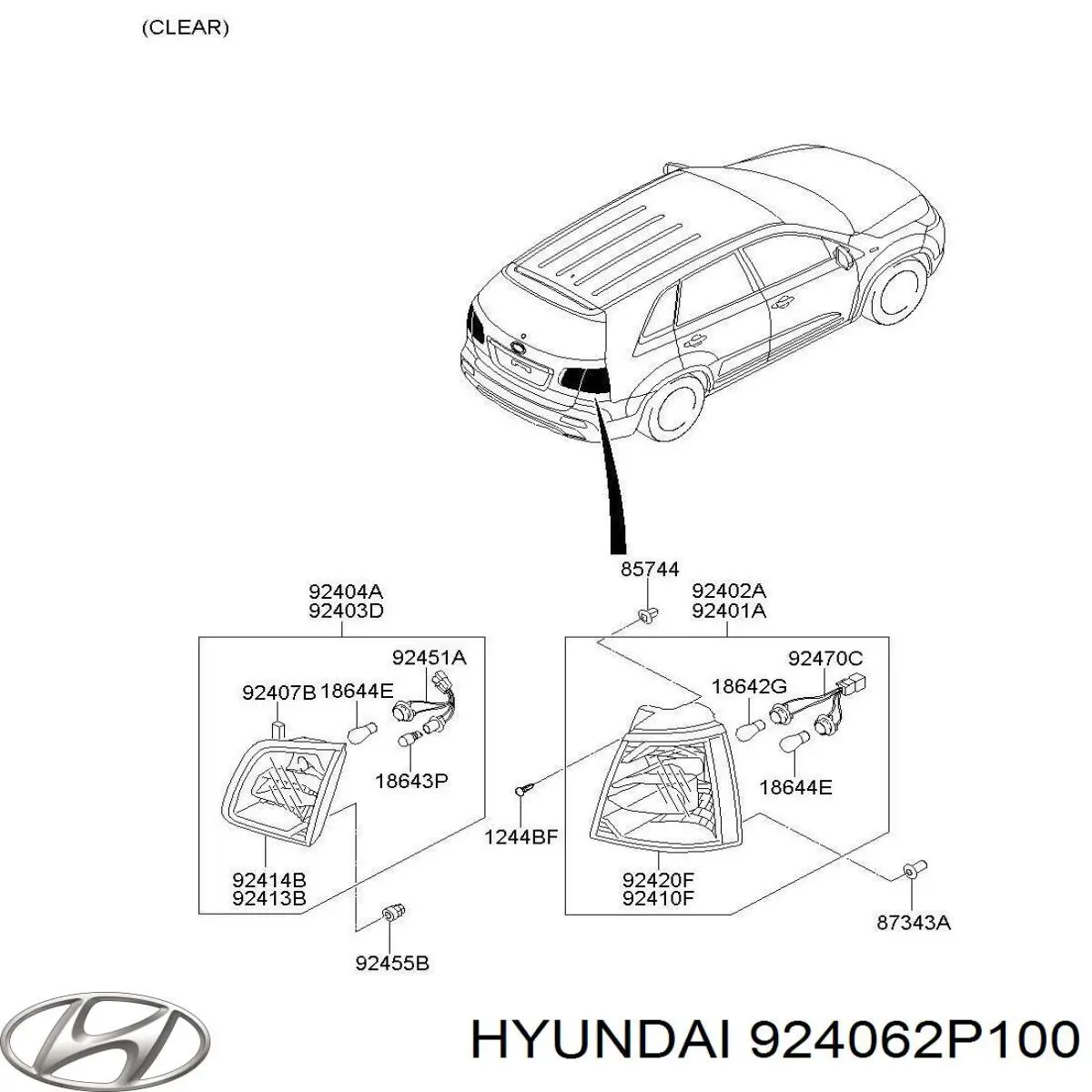 924062P100 Hyundai/Kia Ліхтар задній правий, внутрішній