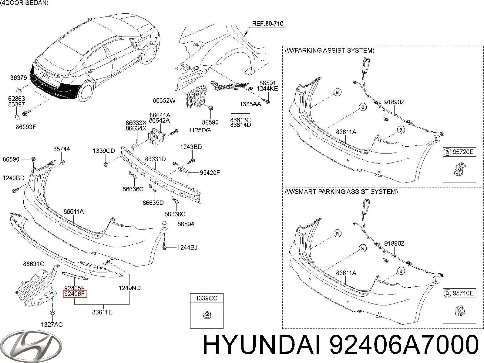 Купити 92406A7000 Hyundai/Kia Відбивач бампера заднього правий