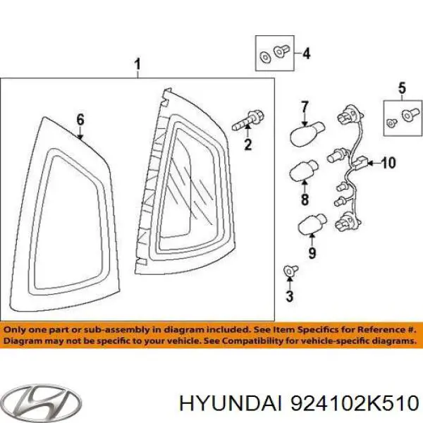 Лівий стоп 924102K510 Hyundai/Kia