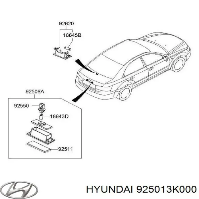 Ліхтар підсвічування заднього номерного знака Hyundai Sonata (NF) (Хендай Соната)