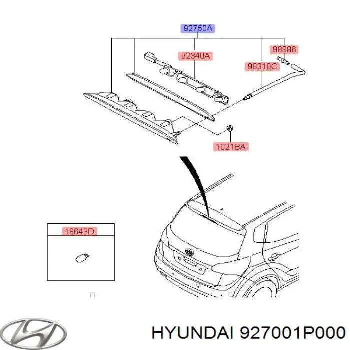 927001P000 Hyundai/Kia Стоп-сигнал заднього скла