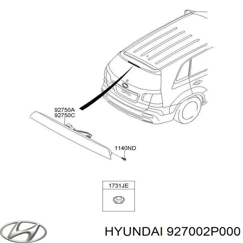 927002P000 Hyundai/Kia стоп-сигнал заднього скла