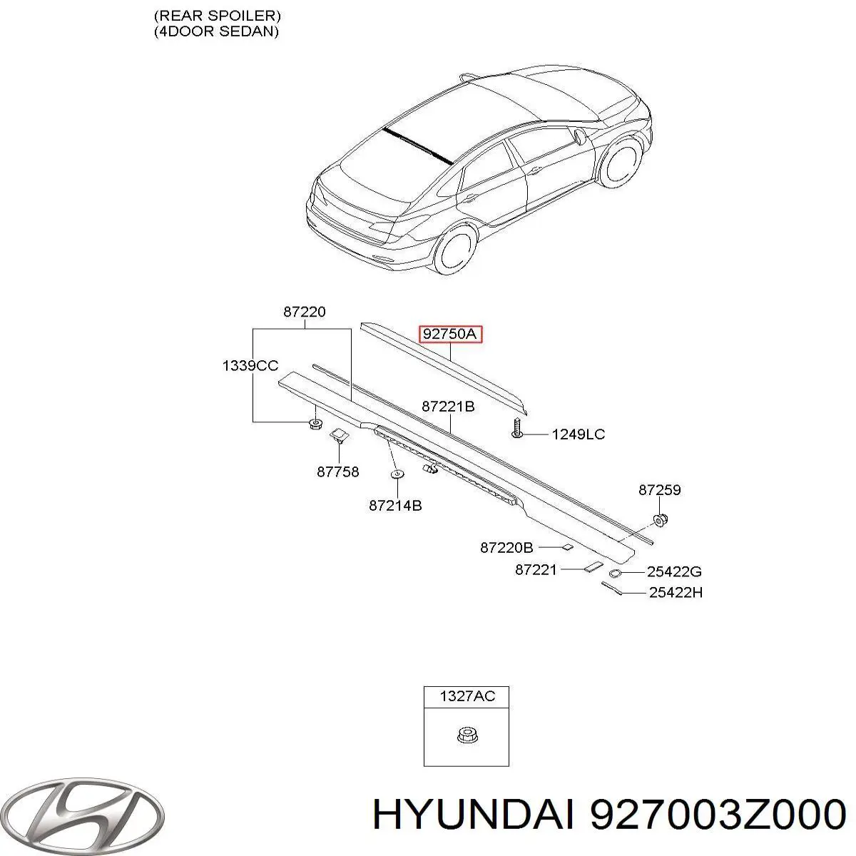 927003Z000 Hyundai/Kia Стоп-сигнал заднього скла