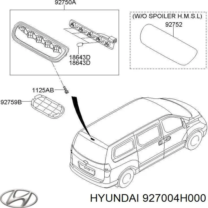 927004H000 Hyundai/Kia Стоп-сигнал заднього скла