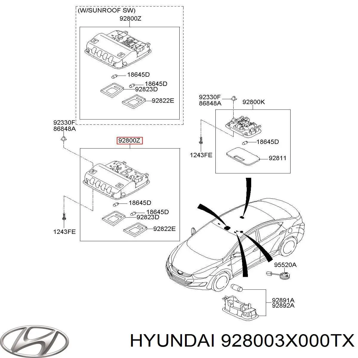 Купити 928003X000TX Hyundai/Kia Плафон освітлення кабіни