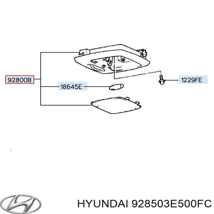 Плафон освітлення салона/кабіни, задній Hyundai/Kia 928503E500FC ціна, від 12.61 USD