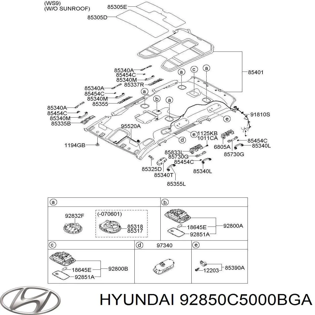 92850C5000BGA Hyundai/Kia Плафон освітлення салону/кабіни, задній