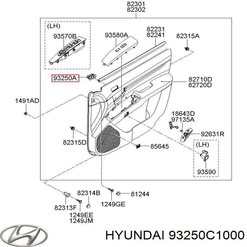 93250C1000 Hyundai/Kia Регулятор дзеркал