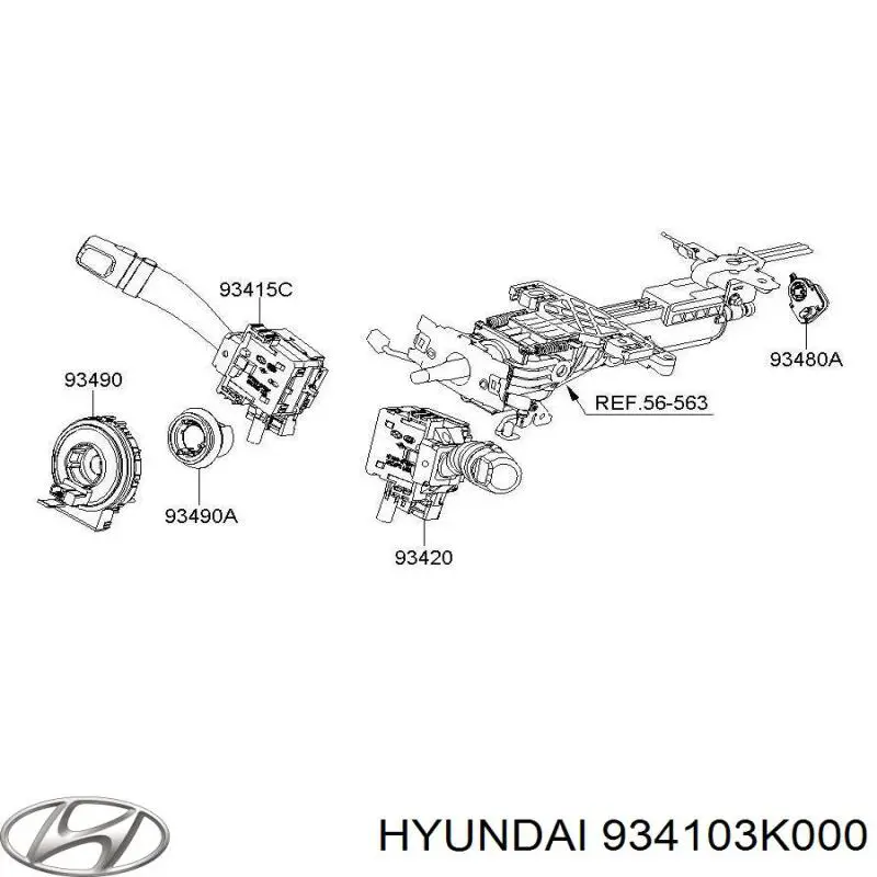 934103K000 Hyundai/Kia Перемикач підрульовий, лівий