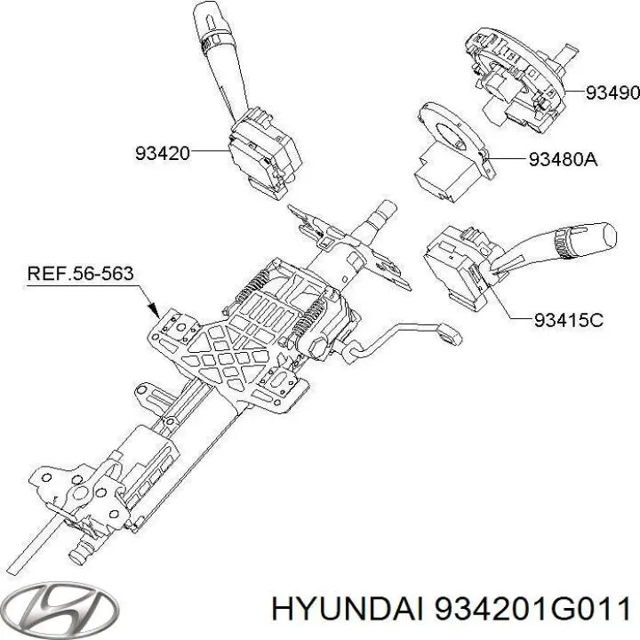 Купити 934201G011 Hyundai/Kia Перемикач підрульовий, правий