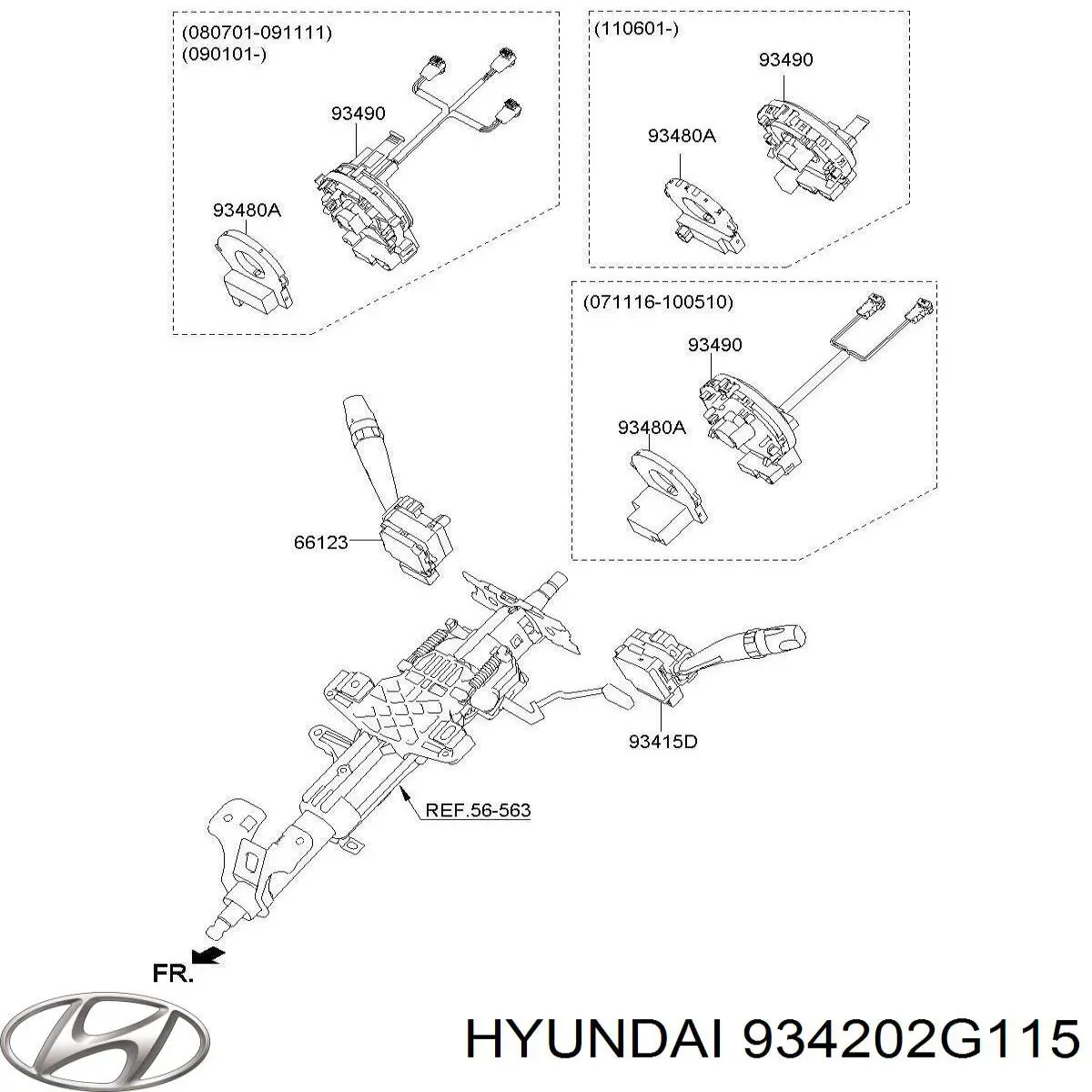 934202G115 Hyundai/Kia перемикач підрульовий, правий