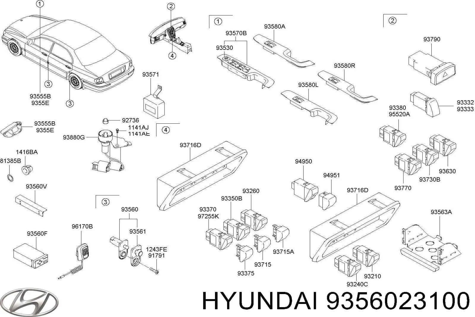 Датчик закривання дверей (кінцевий вимикач) Hyundai Accent (LC) (Хендай Акцент)