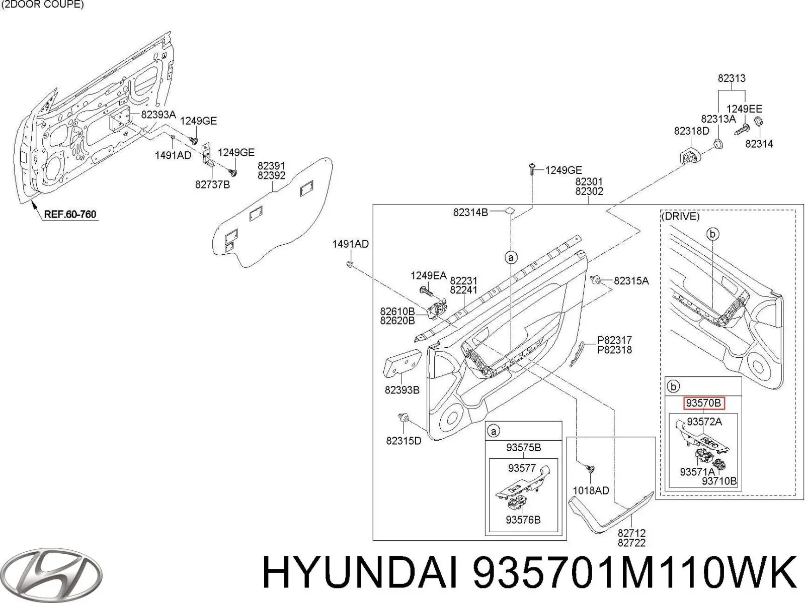 935701M110WK Hyundai/Kia Кнопки переднього лівого склопід'ємника