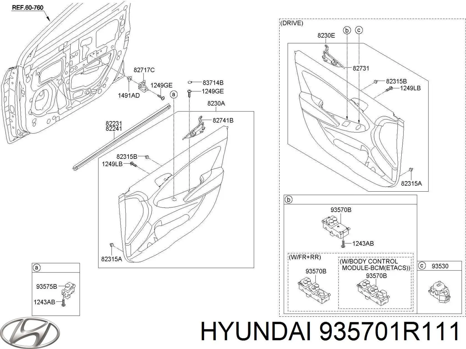 Кнопковий блок керування склопідіймачами передній лівий 935701R111 Hyundai/Kia