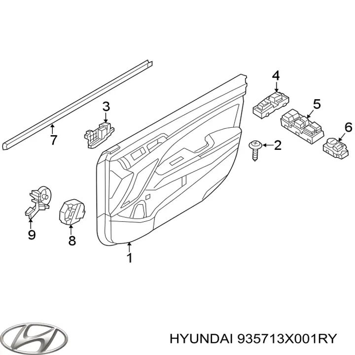 935713X001RY Hyundai/Kia Кнопки переднього лівого склопід'ємника