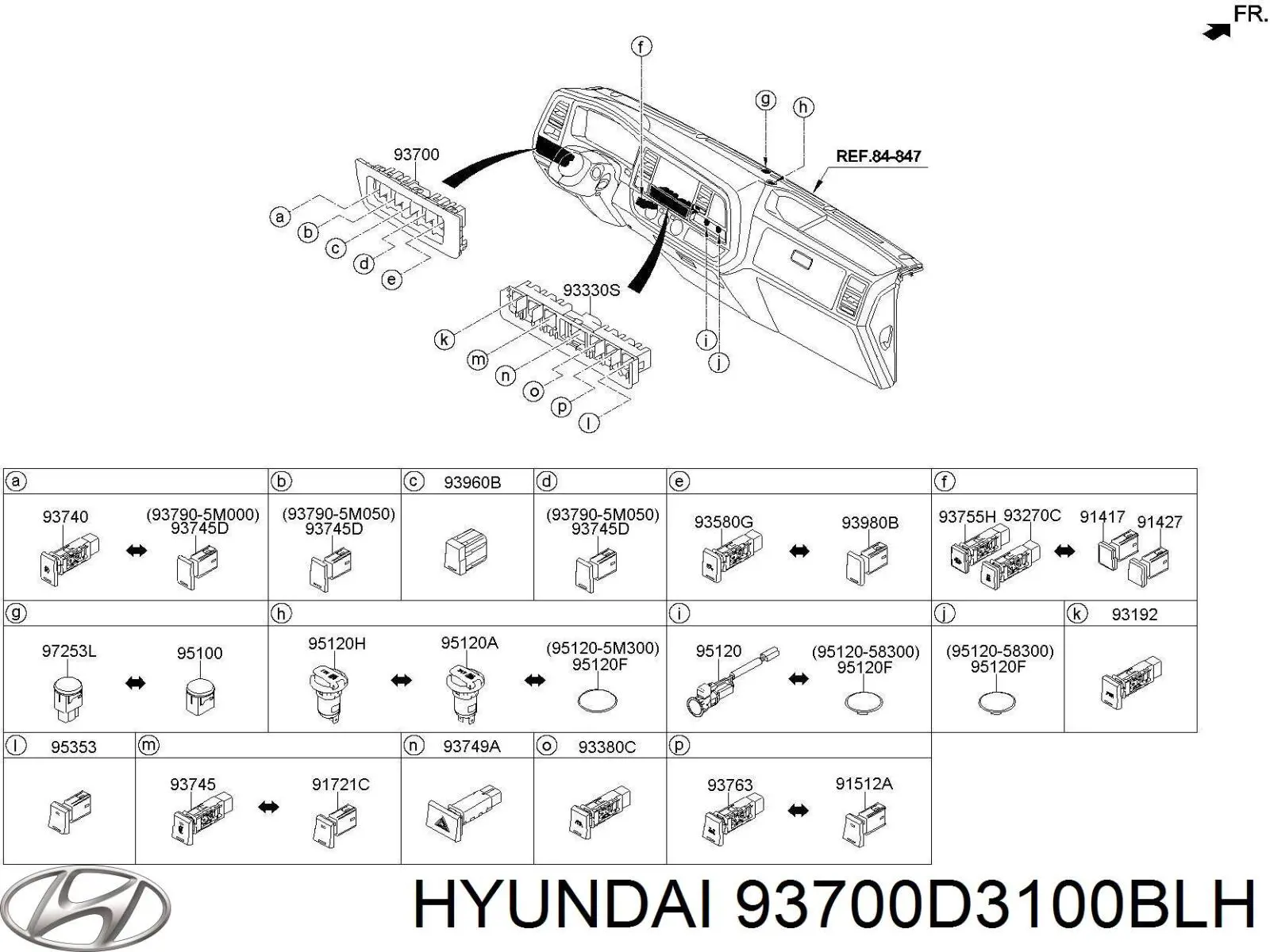  Hyundai/Kia 93700D3100BLH ціна, від 33.56 USD