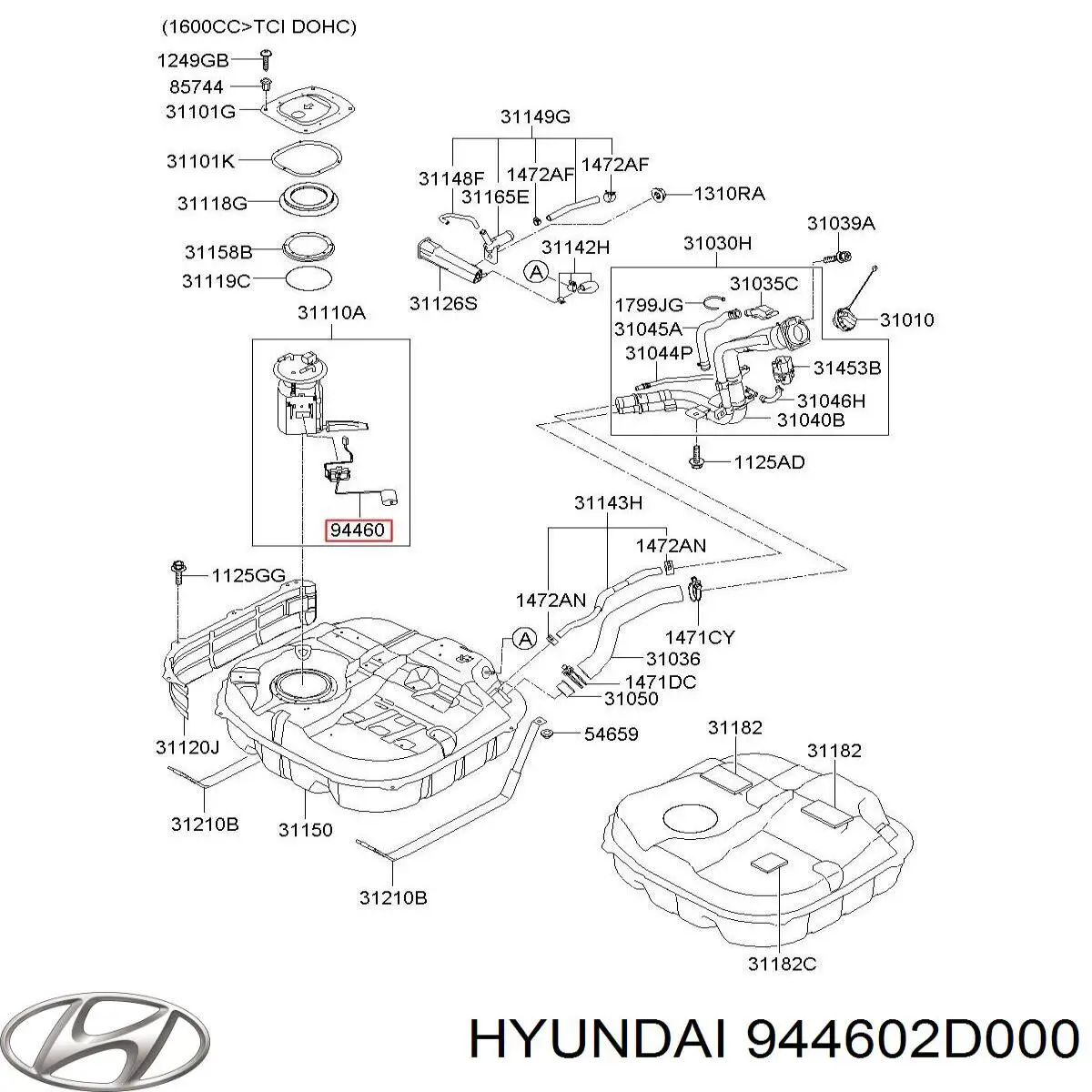 Датчик рівня палива в баку Hyundai/Kia 944602D000