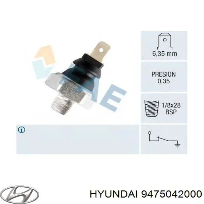 Датчик тиску масла двигуна Hyundai/Kia 9475042000