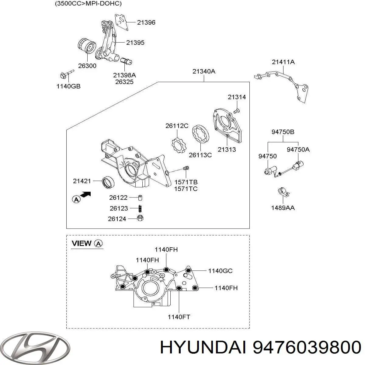 9476039800 Hyundai/Kia датчик тиску масла