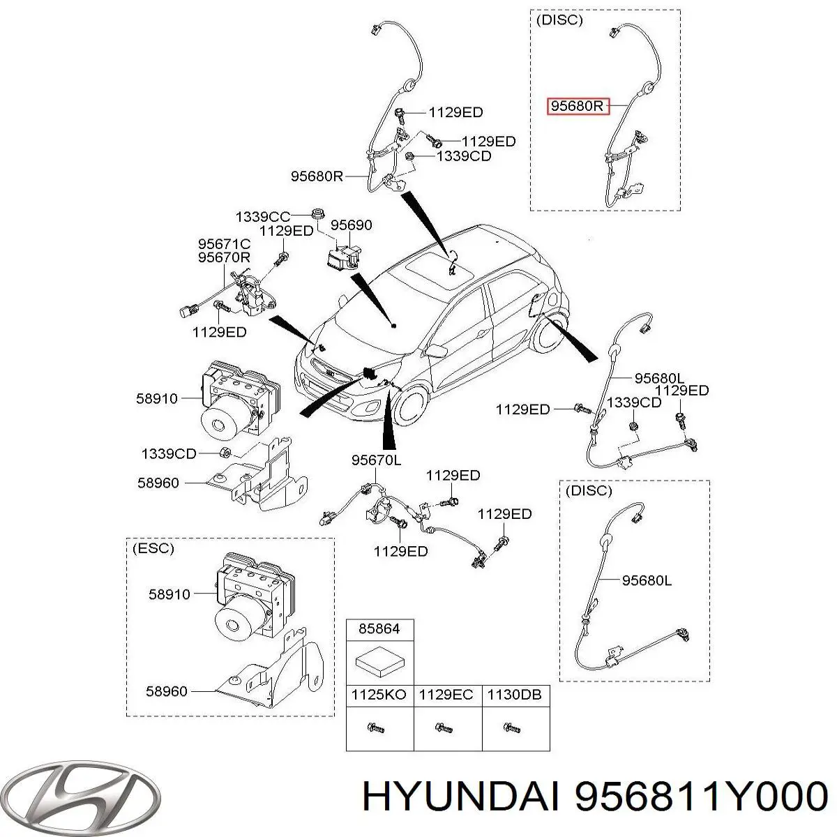 956811Y000 Hyundai/Kia датчик абс (abs задній, правий)