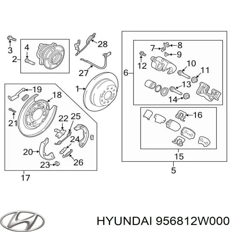 956812W000 Hyundai/Kia датчик абс (abs задній, правий)