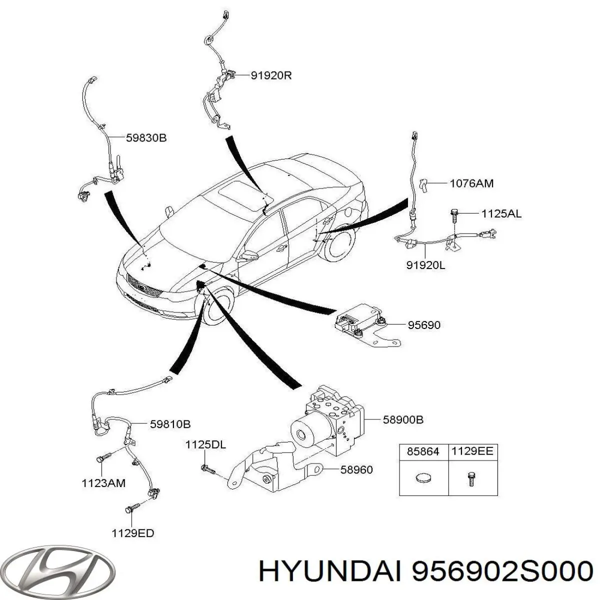 Купити 956902S000 Hyundai/Kia Датчик поперечного прискорення (ESP)