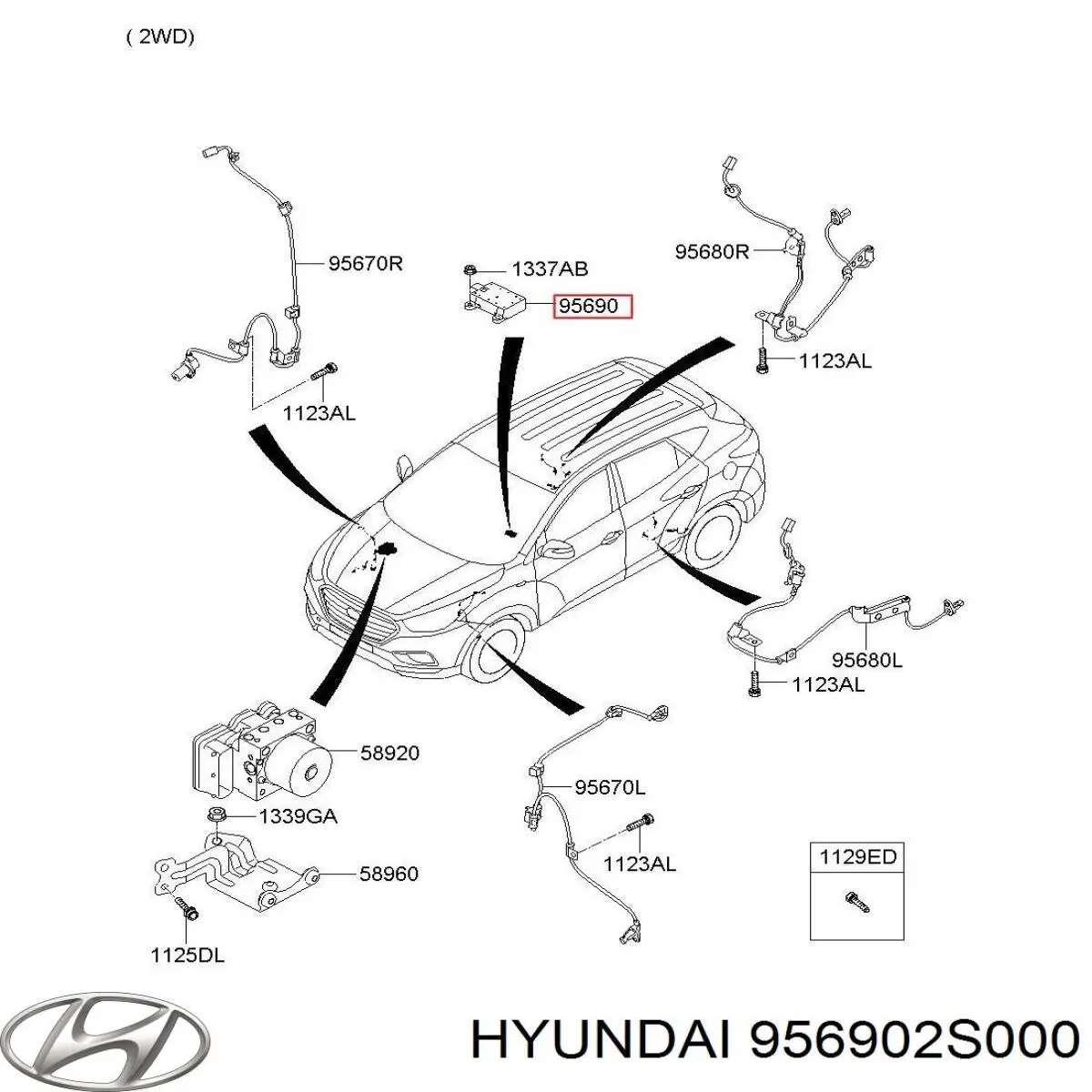956902S000 Hyundai/Kia Датчик поперечного прискорення (ESP)