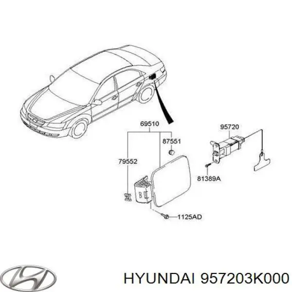 957203K000 Hyundai/Kia Мотор-привод відкриття лючка бака
