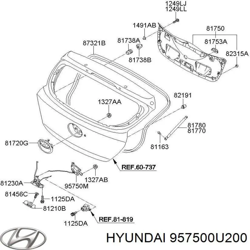 957500U200 Hyundai/Kia Мотор-привід відкр/закр. замку багажника/дверей 3/5-х