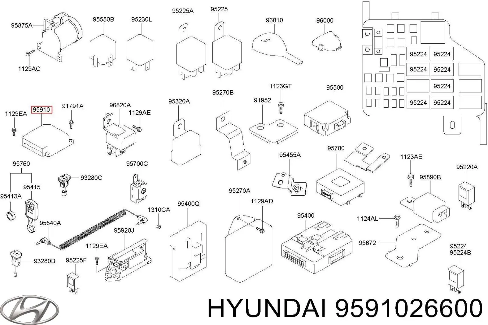 9591026600 Hyundai/Kia Модуль-процесор управління подушки безпеки
