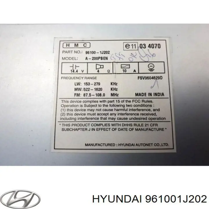961001J202 Hyundai/Kia 