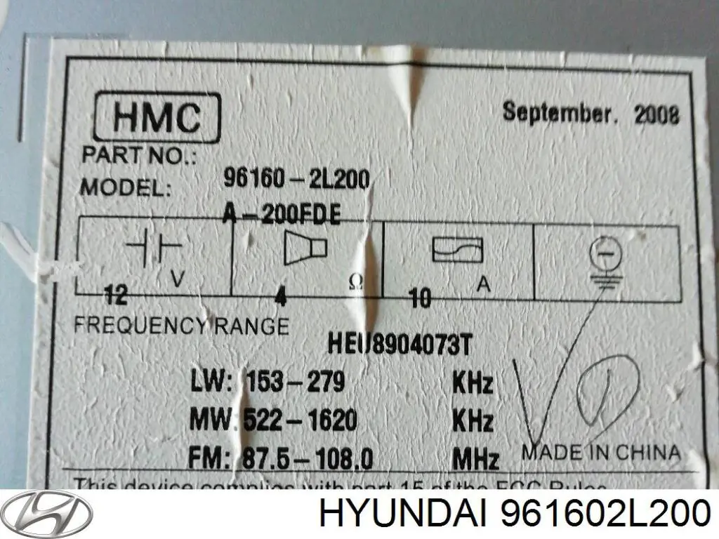  961602L200 Hyundai/Kia