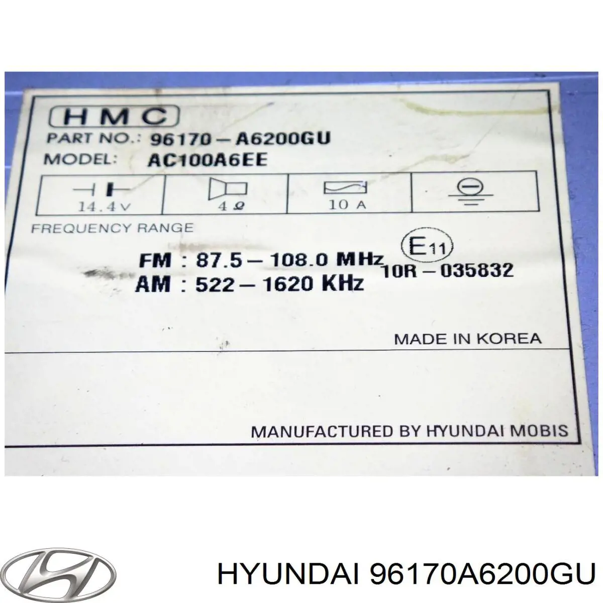 Магнітола (радіо AM/FM) Hyundai/Kia 96170A6200GU ціна, від 37.25 USD