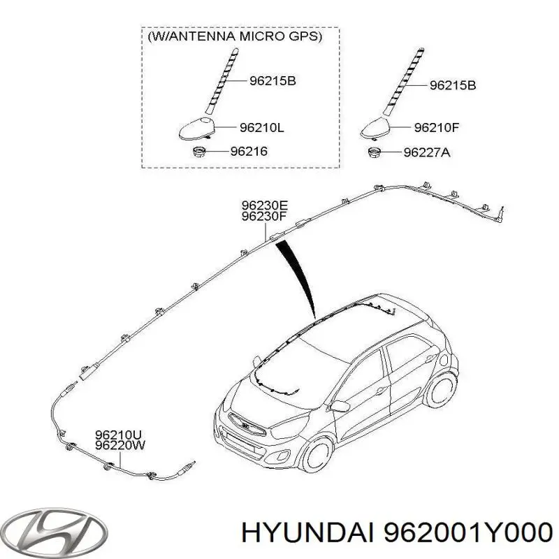 962001Y000 Hyundai/Kia Антена на дах