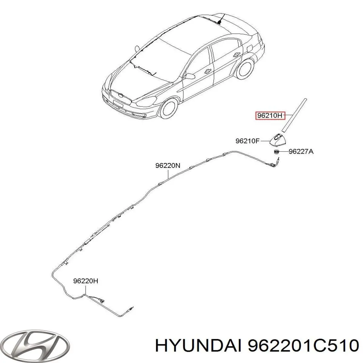 Шток антени Hyundai/Kia 962201C510 ціна, від 14.89 USD