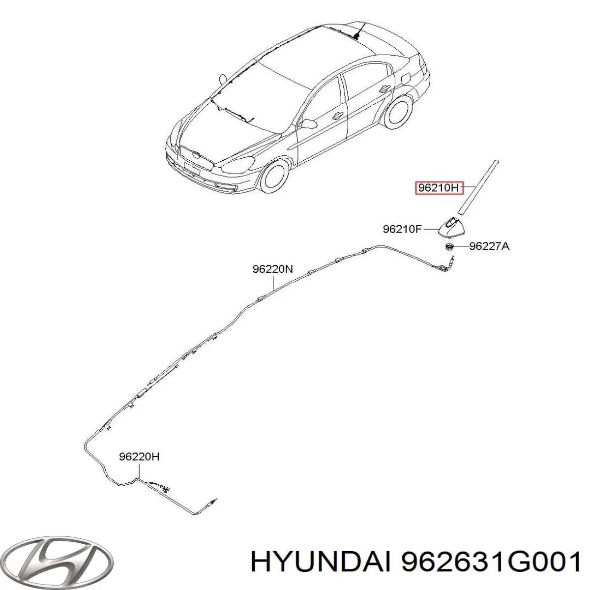 Шток антени Hyundai Accent (MC) (Хендай Акцент)