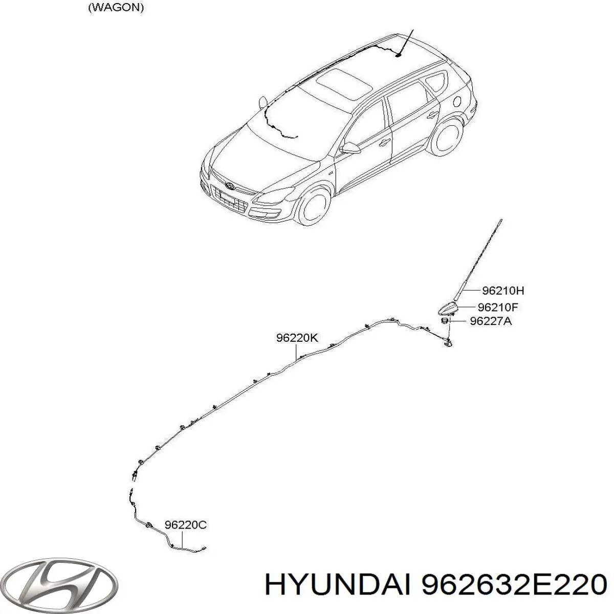 962632E220 Hyundai/Kia шток антени