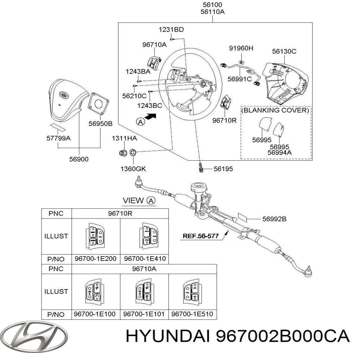 967002B000CA Hyundai/Kia Блок кнопкових перемикачів кермового колеса