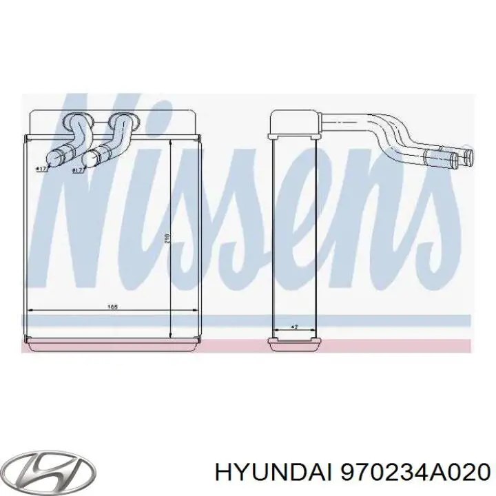 Радіатор пічки (обігрівача) 970234A020 Hyundai/Kia